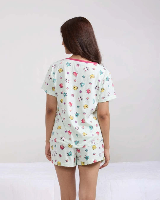 Kitty Cotton Shorts Set