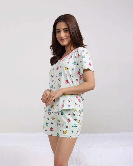 Kitty Cotton Shorts Set