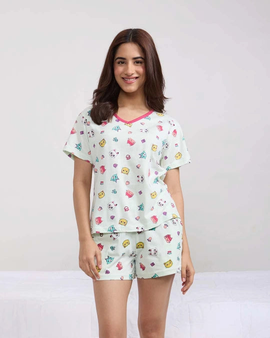 Kitty Cotton Shorts Set