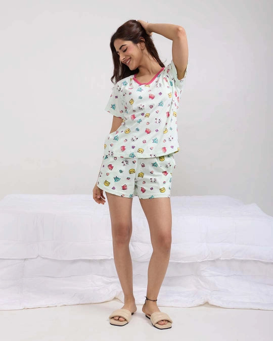 Kitty Cotton Shorts Set