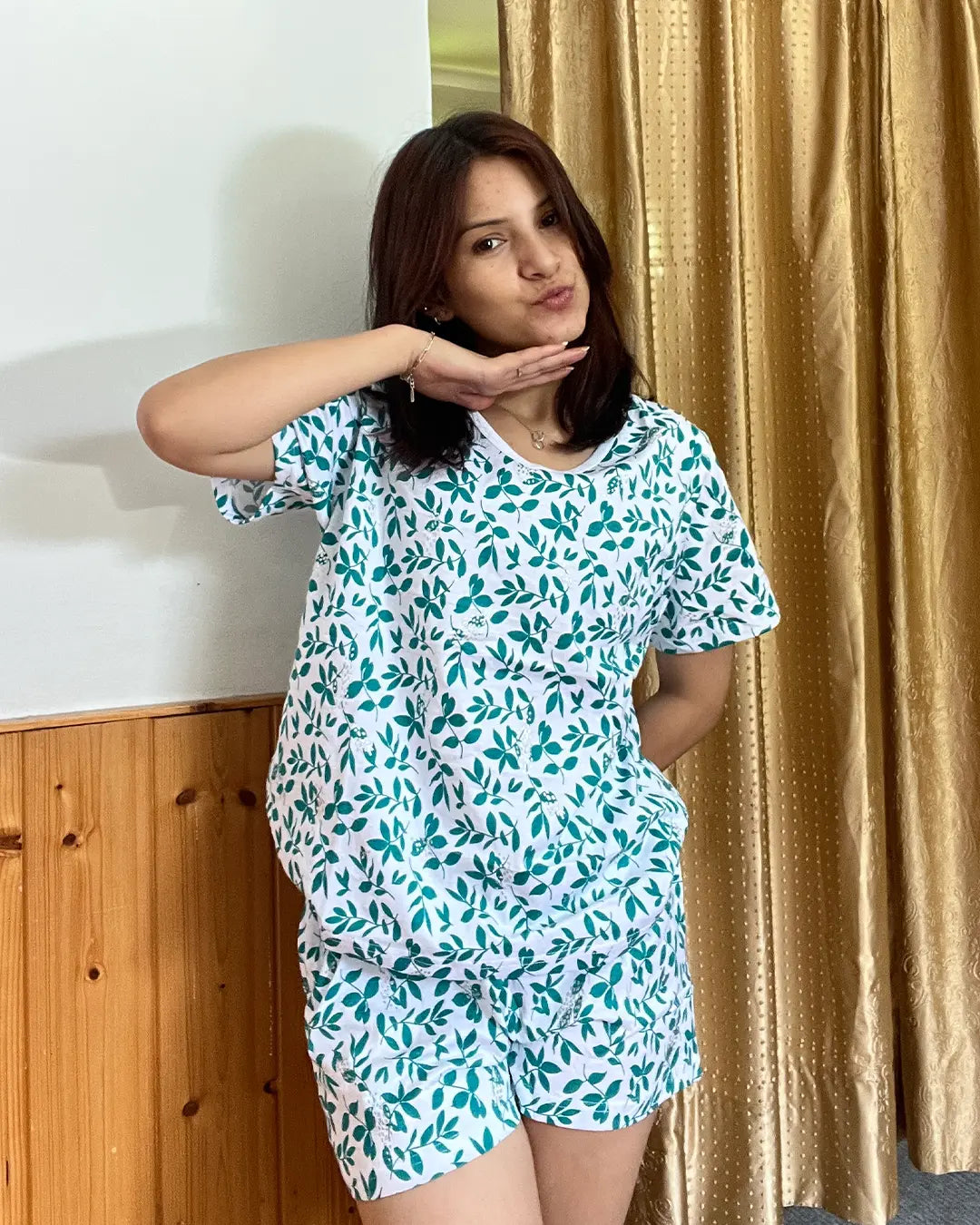 Forest Flow Cotton Shorts Set
