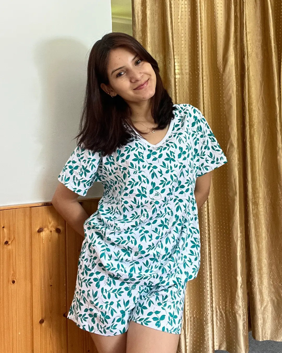 Forest Flow Cotton Shorts Set