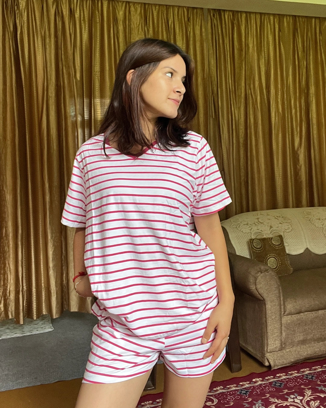 Candy Cane Cotton Shorts Set