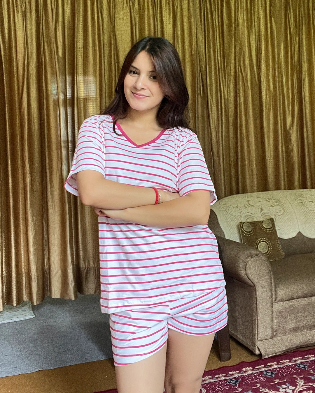 Candy Cane Cotton Shorts Set