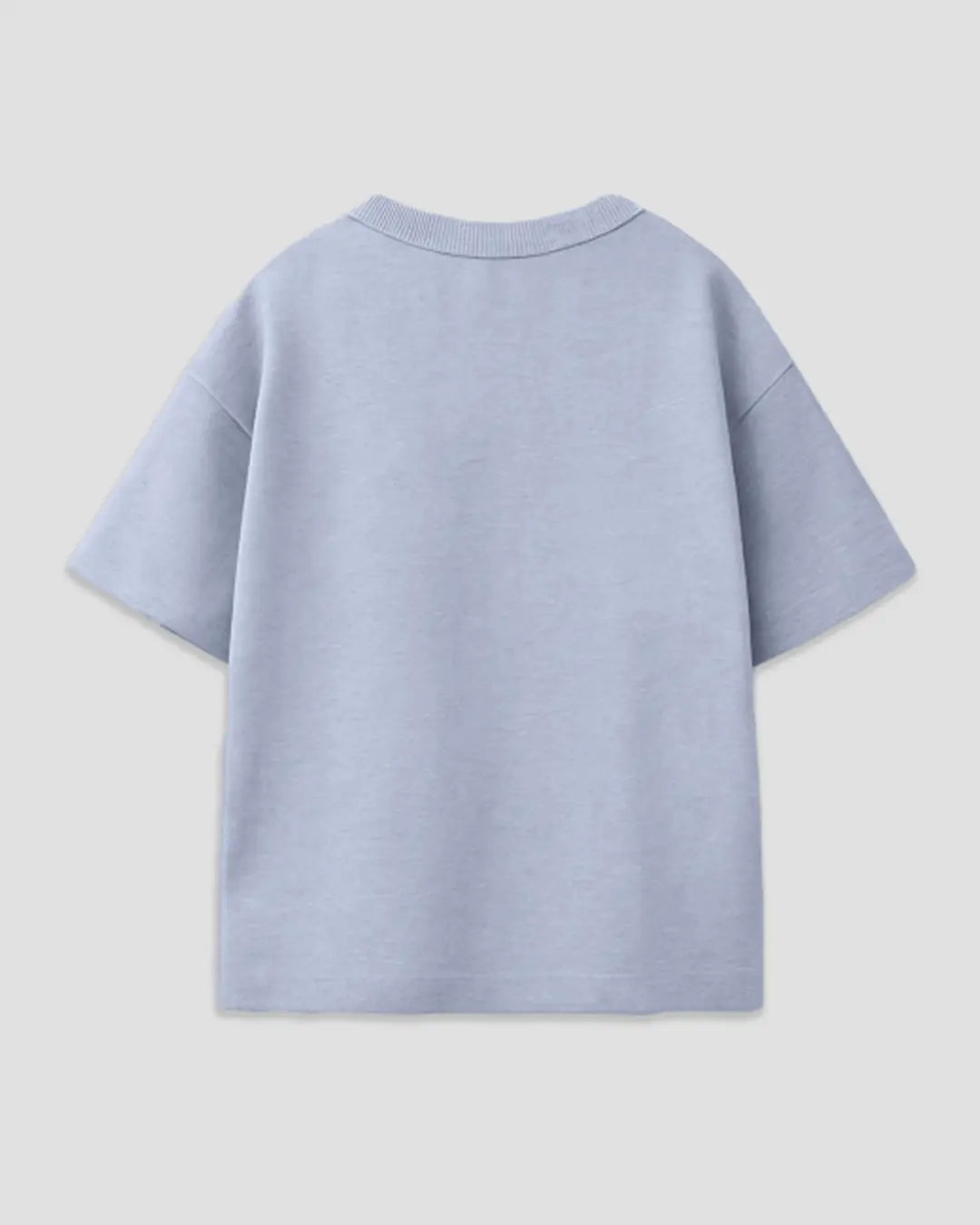 Grey Melange Plain Boxy Oversized T-Shirt