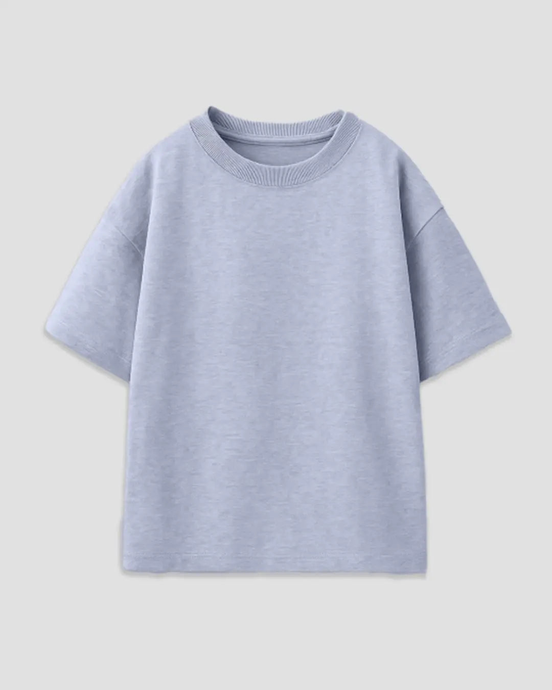 Grey Melange Plain Boxy Oversized T-Shirt