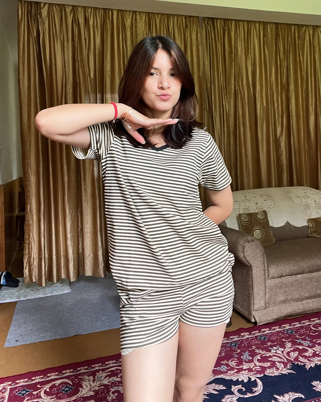 Mocha Cotton Shorts Set