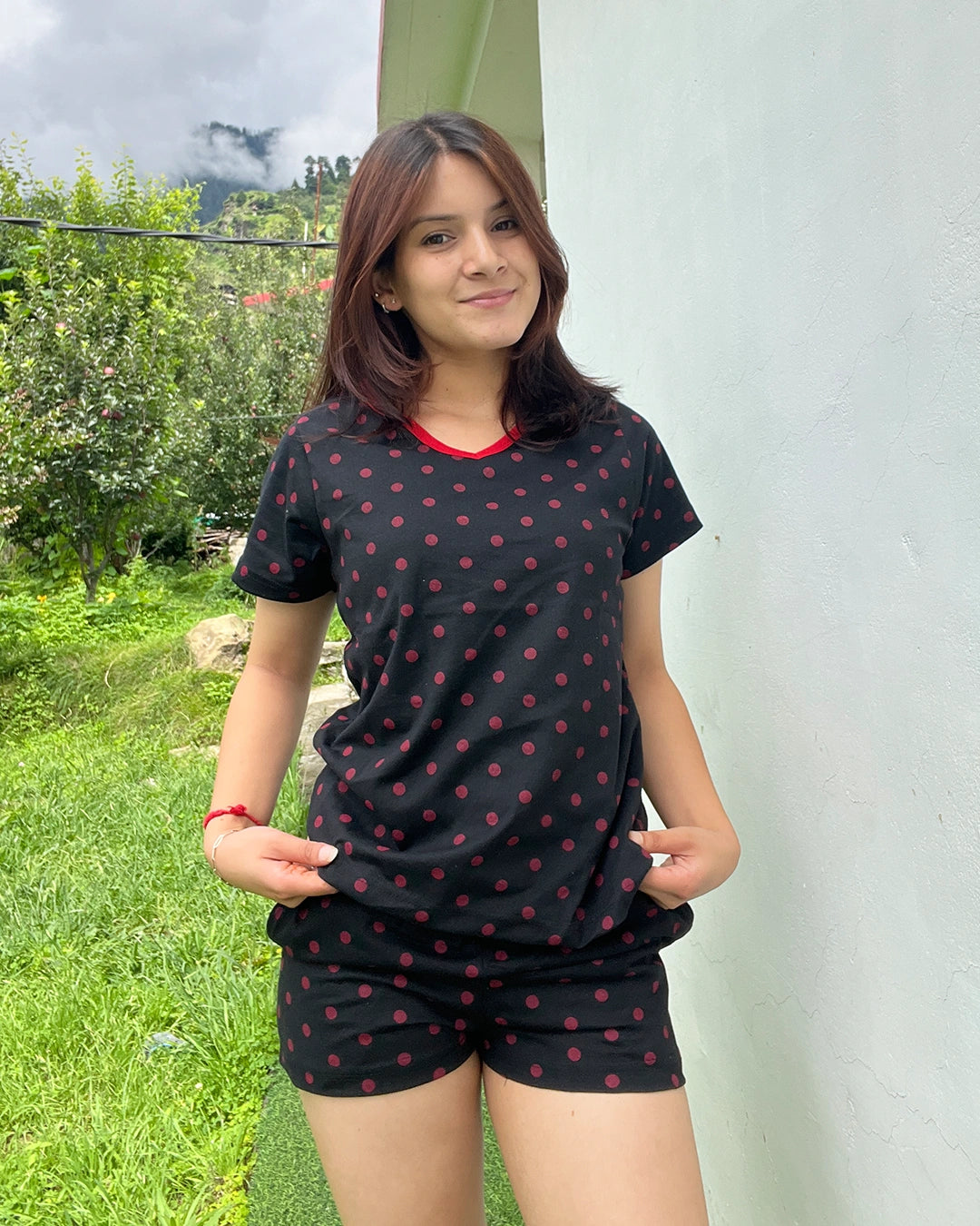 Polka Dots Cotton Shorts Set