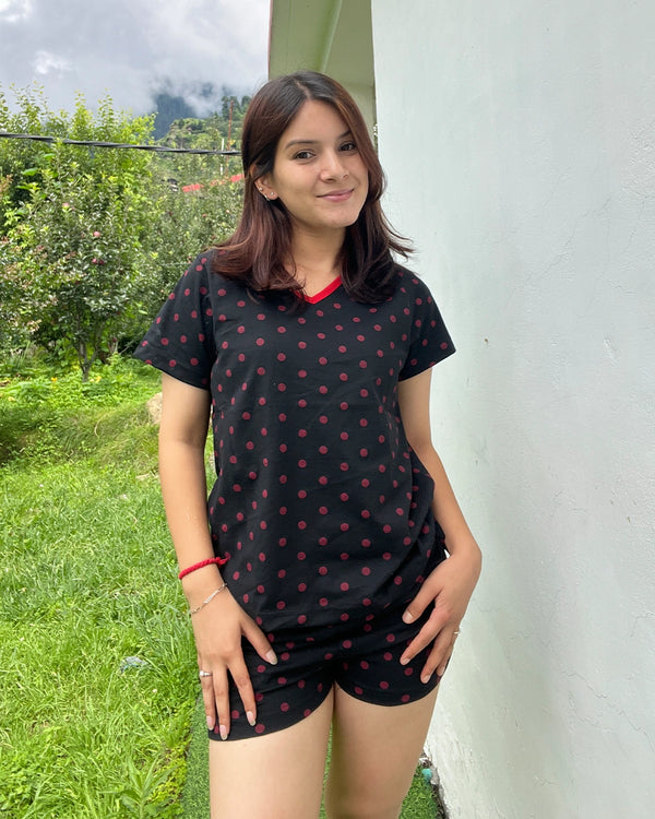 Polka Dots Cotton Shorts Set