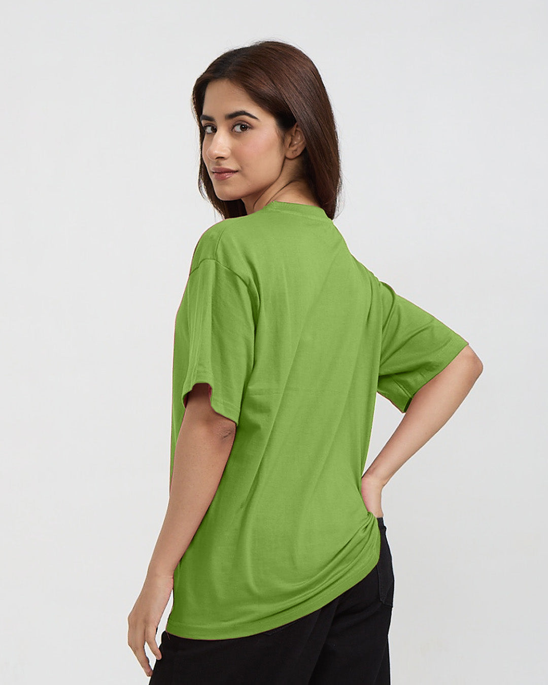 Kiwi Green Plain Oversized T-Shirt