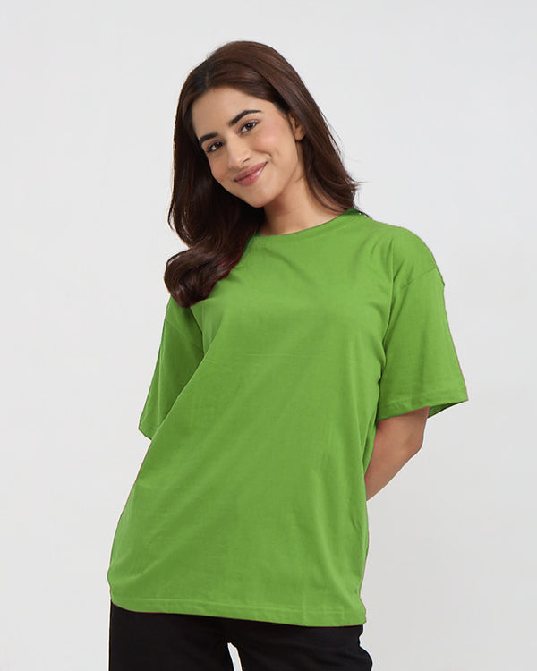 Kiwi Green Plain Oversized T-Shirt