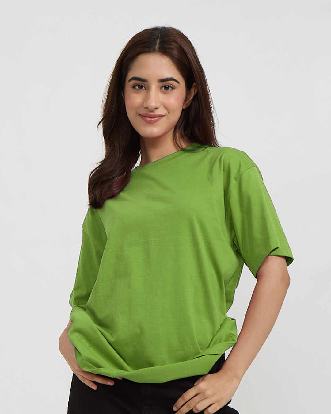 Kiwi Green Plain Oversized T-Shirt