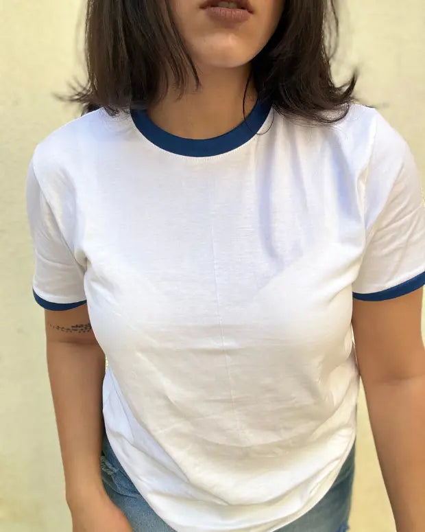 Tap Out T-Shirt - White & Royal Blue