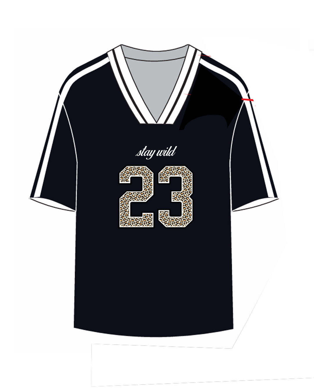 23 Stay Wild Jersey V-Neck Oversize T-Shirt