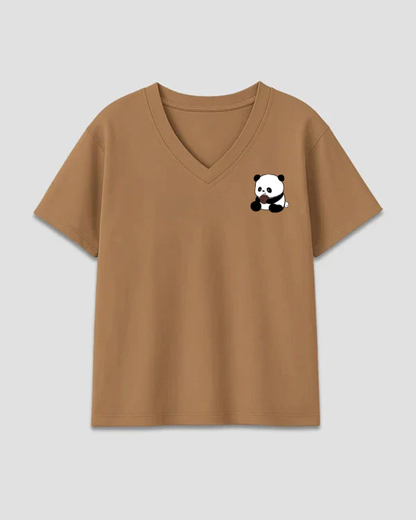 Cookie Panda V-Neck Oversize T-Shirt