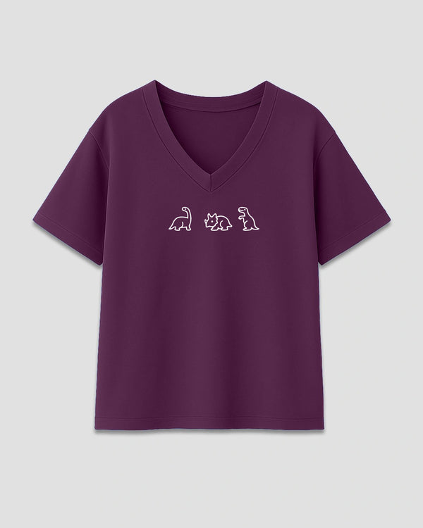 3 Dinos V-Neck Oversize T-Shirt