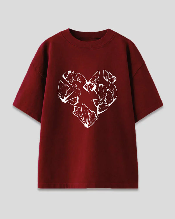 Maroon Butterfly Oversized T-Shirt