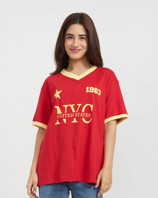 1963 Tap-Out V-Neck Oversize T-Shirt