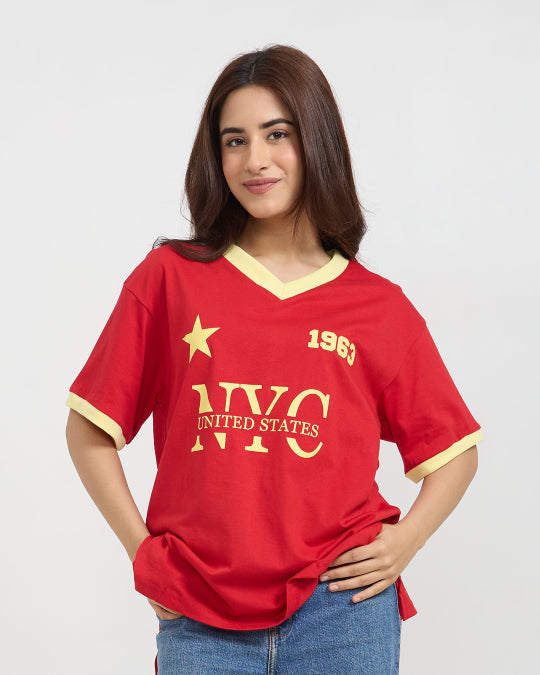 1963 Tap-Out V-Neck Oversize T-Shirt