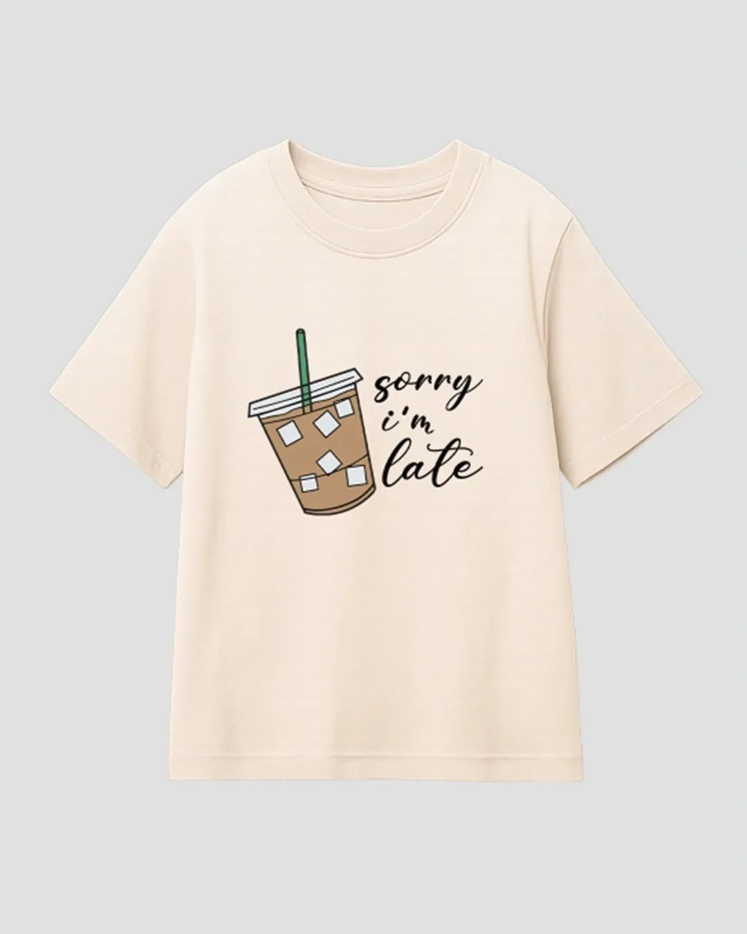 Sorry I Am Late Cream Boxy T-Shirt