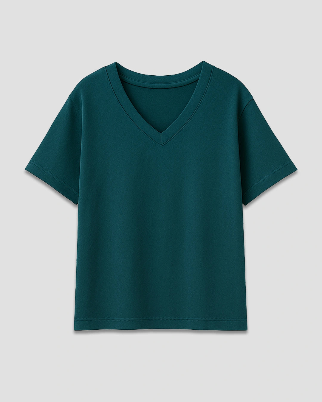 Petrol Blue Plain V-Neck Oversize T-Shirt