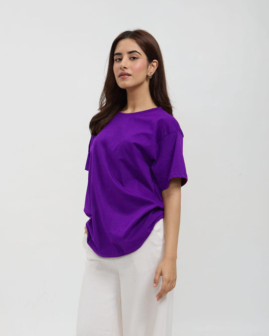 Purple Plain Oversized T-Shirt