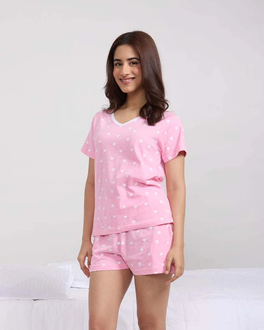 Pink Crush Cotton Shorts Set