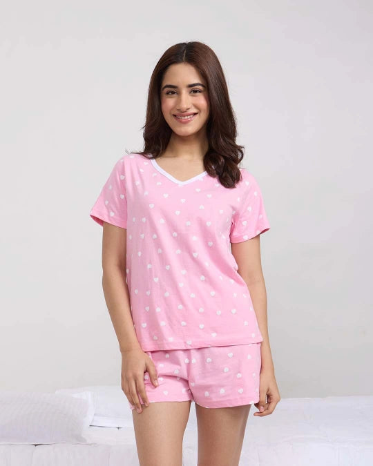 Pink Crush Cotton Shorts Set