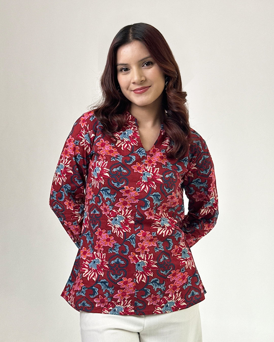 Red Vaani High Low Short Kurti for Women Online In India | Dky