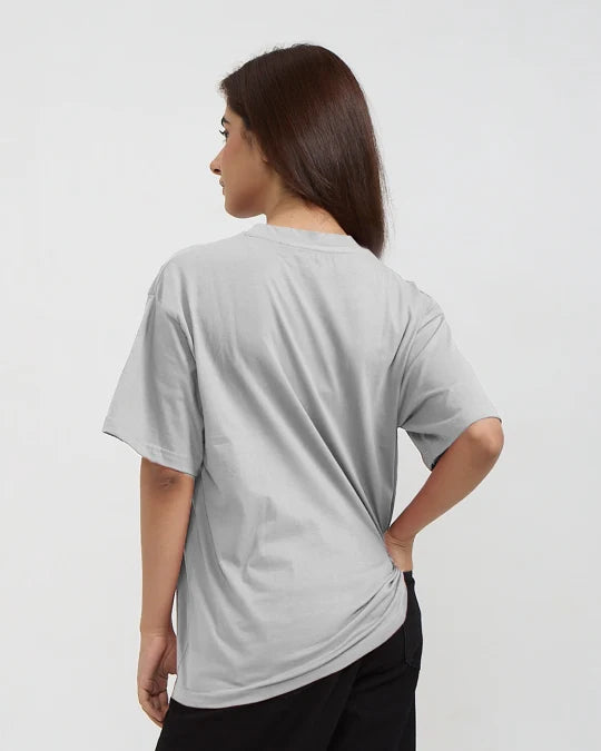RB Stone Grey Plain Oversized T-Shirt