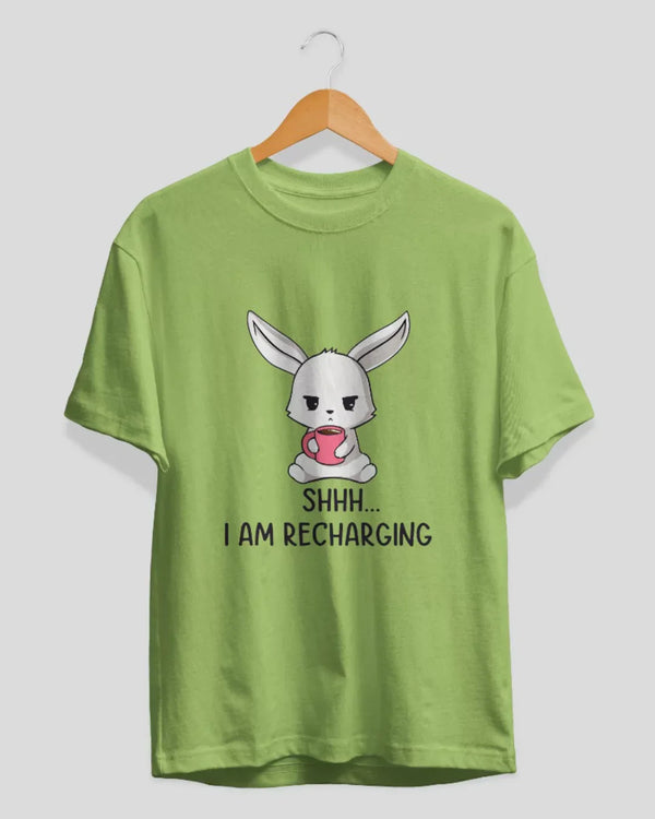 Shh I Am Recharging Matcha T-Shirt for Women Online In India | Dky