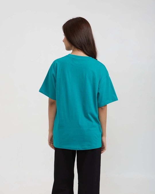 Turquoise Plain Oversized T-Shirt
