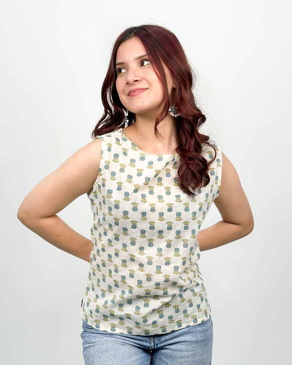 White Floral Fix Short Cotton Top