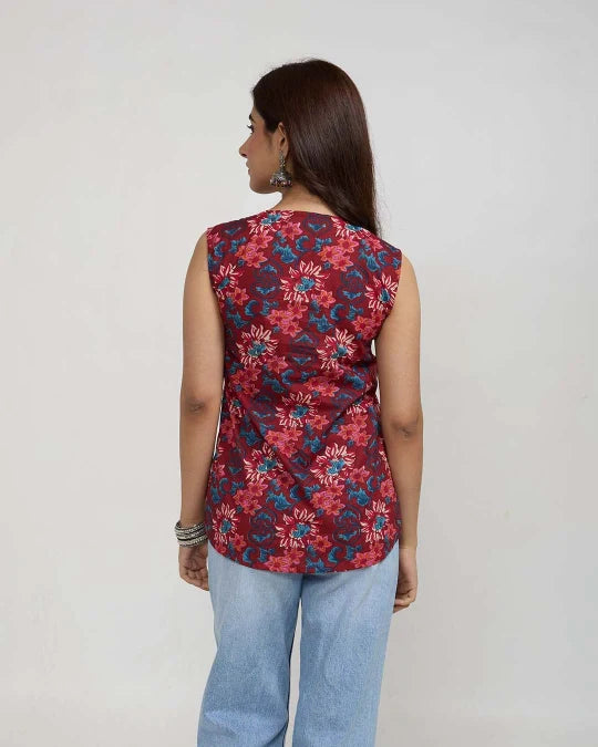 Vintage Muse Button-Down Cotton Top