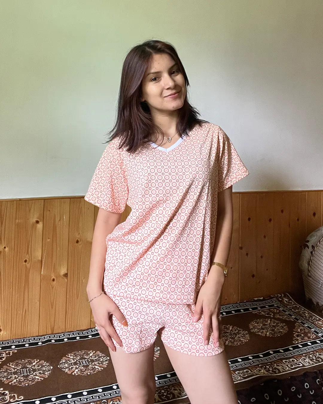 Abstract Cotton Shorts Set