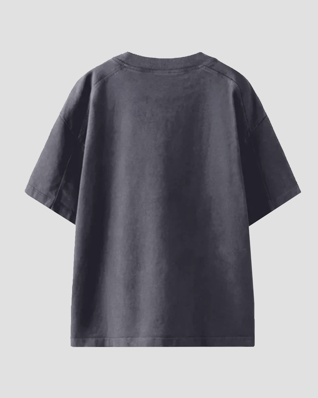 Addicted to Peace Oversized T-Shirt – dark gray, plain back view, OS Minimal short-sleeve tee