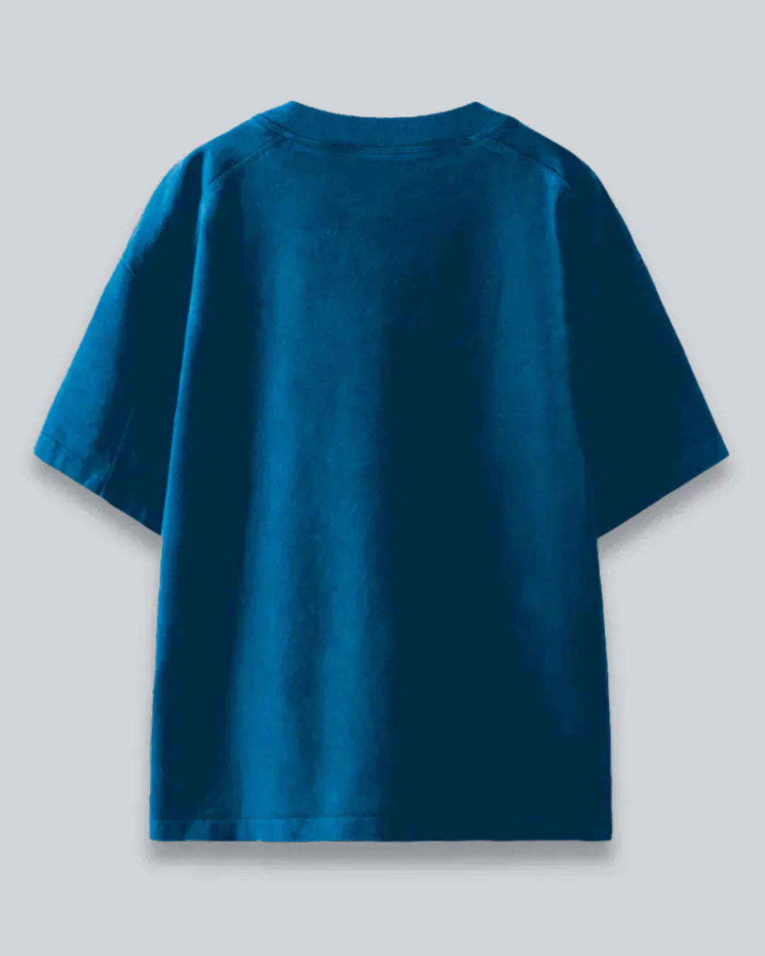 Arlo Born Again Oversized T-Shirt – teal blue oversized tee shown from the back