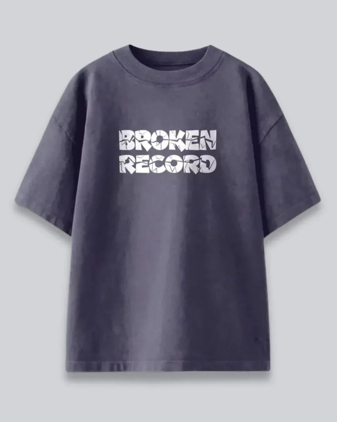 Arlo BR Grey Oversized T-Shirt – 100% cotton tee with Broken Record graphic on the chest