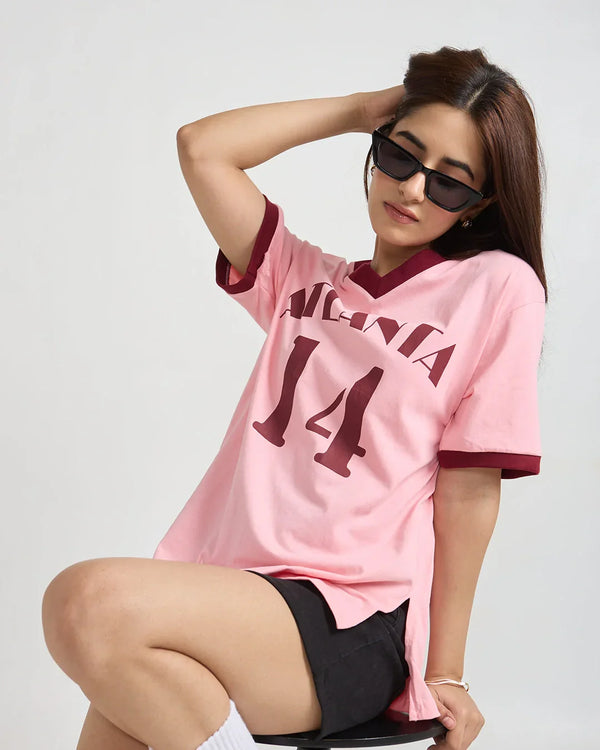 Atlanta Tap-Out V-Neck Oversize T-Shirt for Women Online In India | DKY