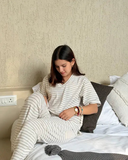 Beige Ribbed Co-Ord Set