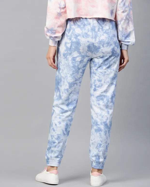 Berry Blue Tie Dye Joggers - Shop Printed T shirt for Women Online In India | LoveDky