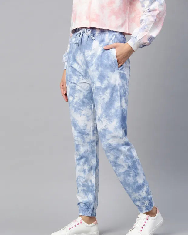 Berry Blue Tie Dye Joggers - Shop Printed T shirt for Women Online In India | LoveDky