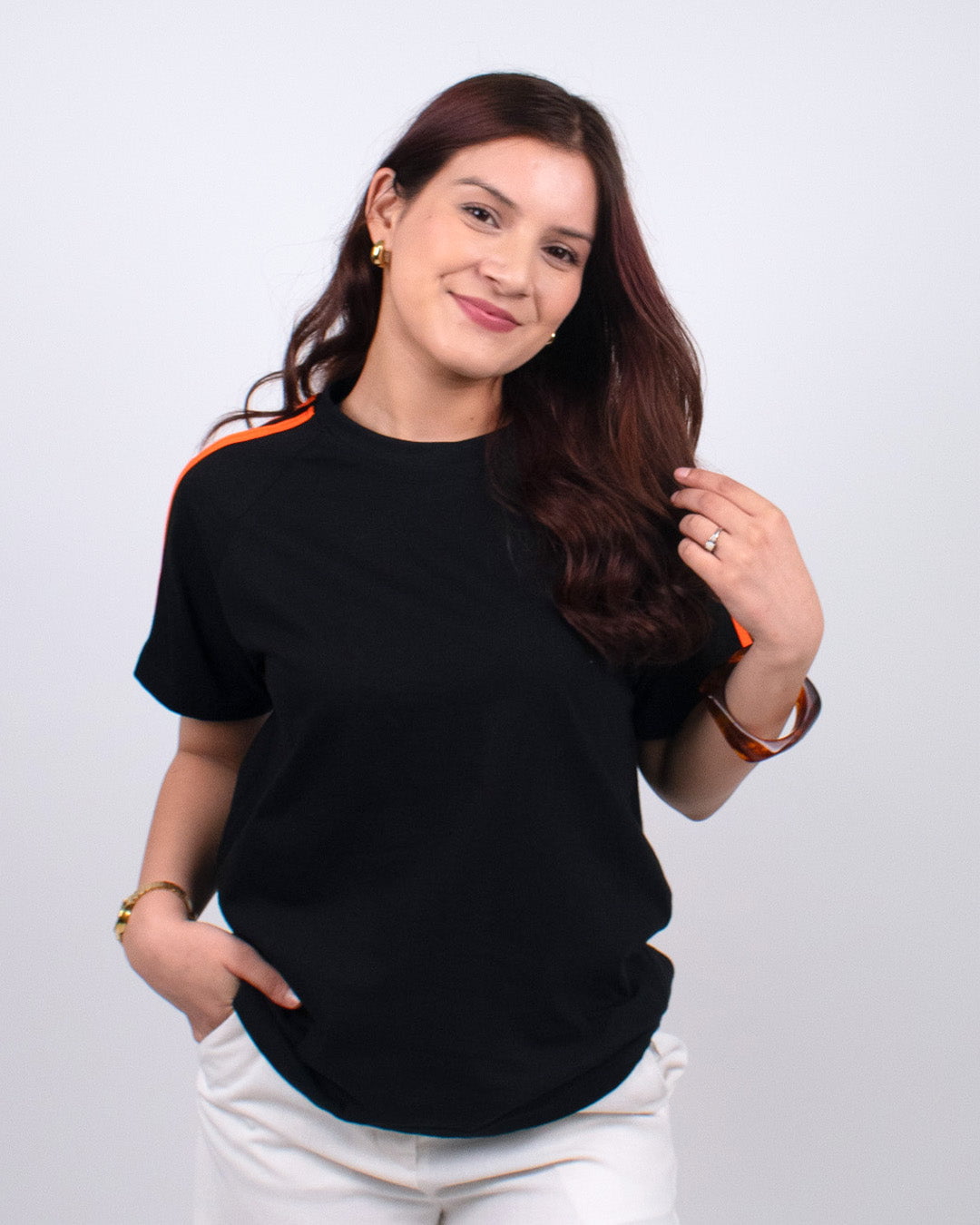 Black Curve Plain T-Shirt