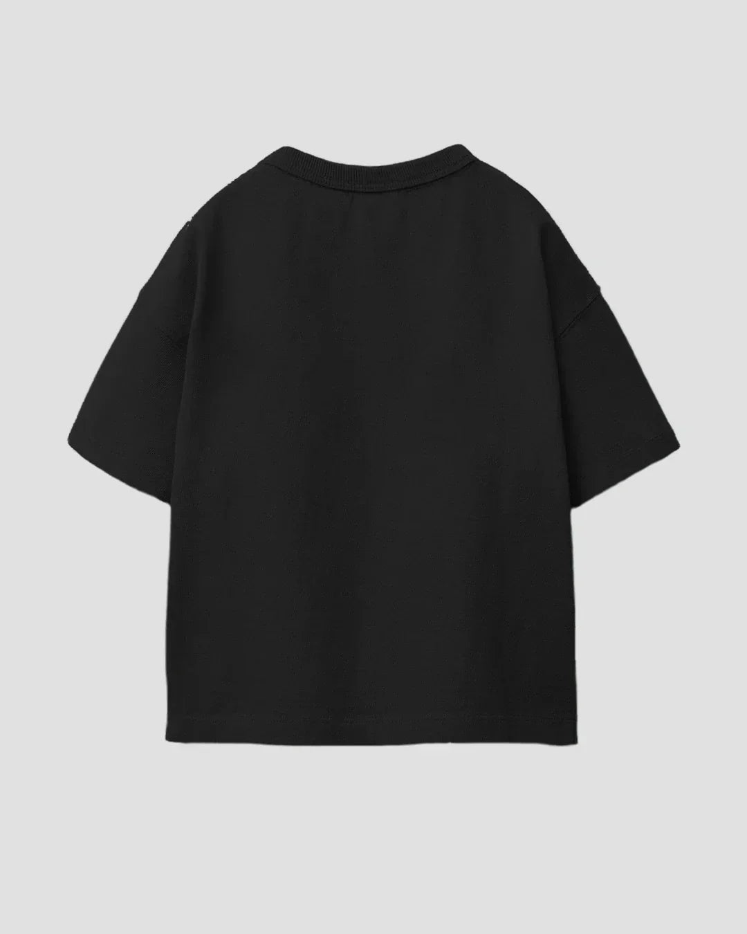 Black Plain Boxy Oversize T-Shirt – boxy fit with plain design, shown in flat lay