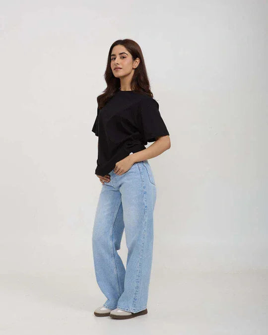 Black Plain Oversized T-Shirt - Shop Printed T shirt for Women Online In India | LoveDky