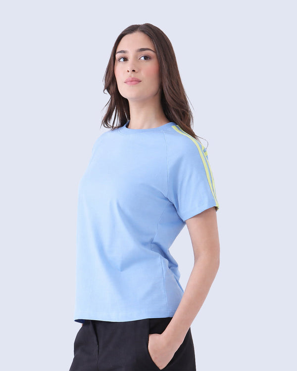 Blue Curve Plain T-Shirt