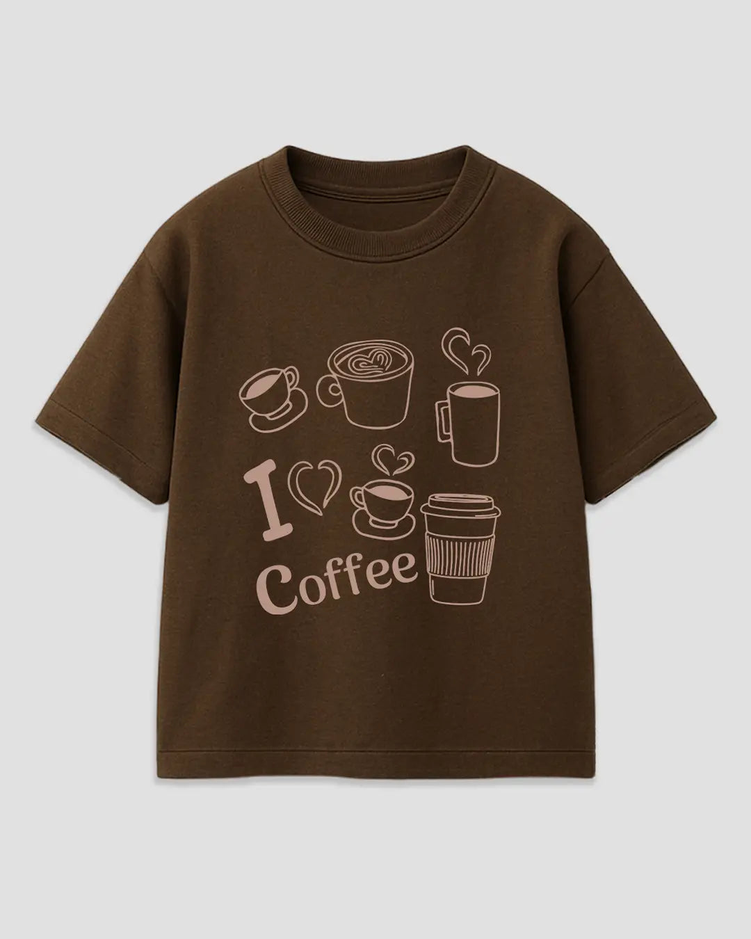 I Love Coffee Brown Boxy T-Shirt