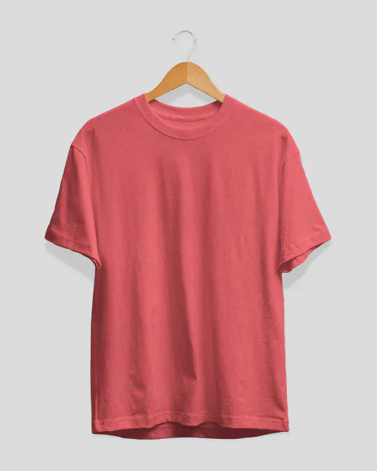 RB Brick Plain T-Shirt; pink brick color, short-sleeve tee, 100% pure fabric for everyday casual wear