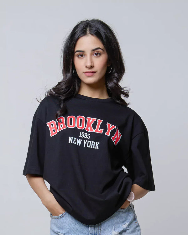 Brooklyn Oversized T-Shirt - Shop Printed T shirt for Women Online In India | LoveDky