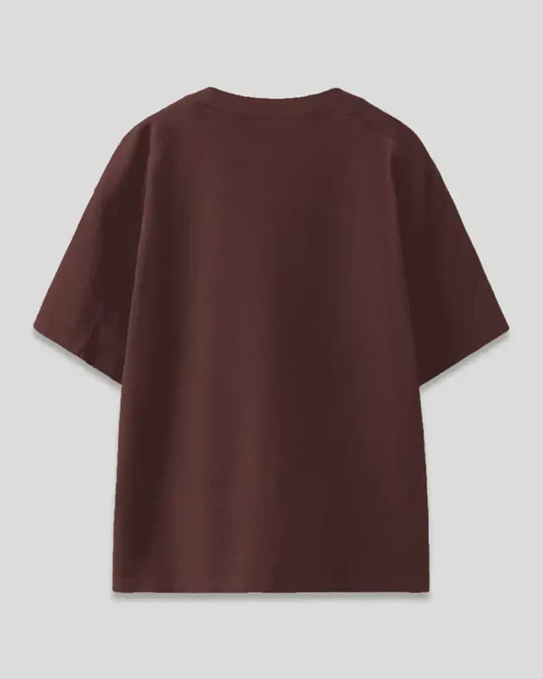 Brown Beany Oversized T-Shirt - plain brown, back view, 100% Pure fabric